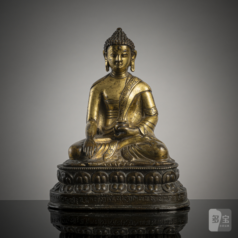 A GILT-COPPER FIGURE OF BUDDHA SHAKYAMUNI
